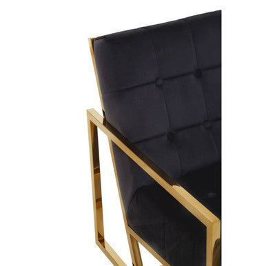 Black Velvet Chair with Gold Frame | Hana