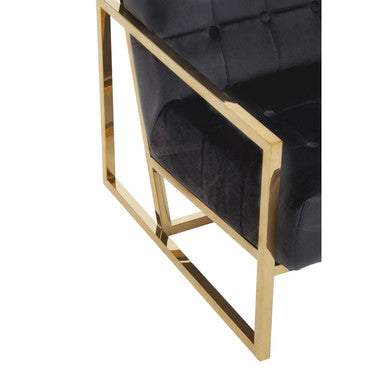 Black Velvet Chair with Gold Frame | Hana