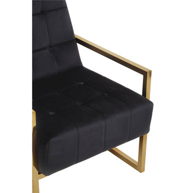 Black Velvet Chair with Gold Frame | Hana
