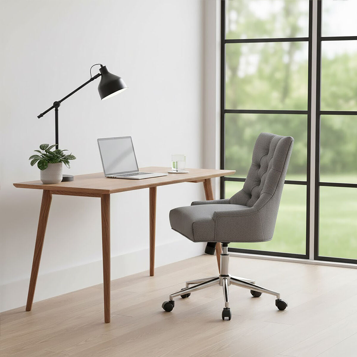 Grey Fabric and Chrome Finish Base Home Office Chair | Anita