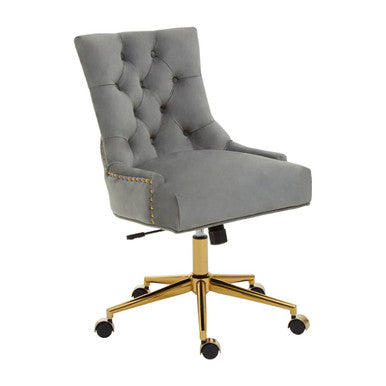 Grey Velvet and Gold Base Home Office Chair | Anita