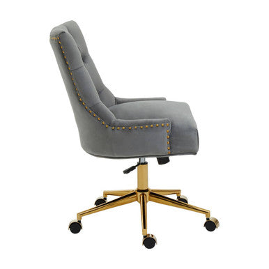 Grey Velvet and Gold Base Home Office Chair | Anita