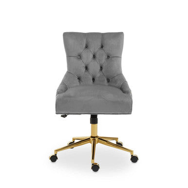 Grey Velvet and Gold Base Home Office Chair | Anita