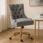 Grey Velvet and Gold Base Home Office Chair | Anita