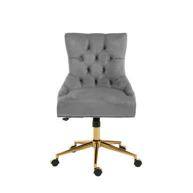 Grey Velvet and Gold Base Home Office Chair | Anita