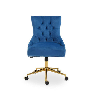 Blue Velvet and Gold Base Home Office Chair | Anita