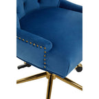 Blue Velvet and Gold Base Home Office Chair | Anita