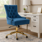 Blue Velvet and Gold Base Home Office Chair | Anita