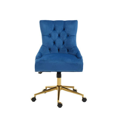 Blue Velvet and Gold Base Home Office Chair | Anita