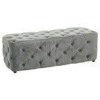 Grey Velvet Button Tufted Bench | Alea