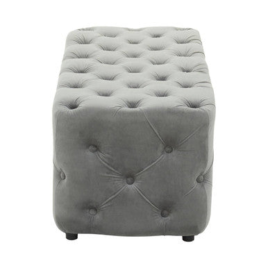 Grey Velvet Button Tufted Bench | Alea