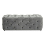 Grey Velvet Button Tufted Bench | Alea