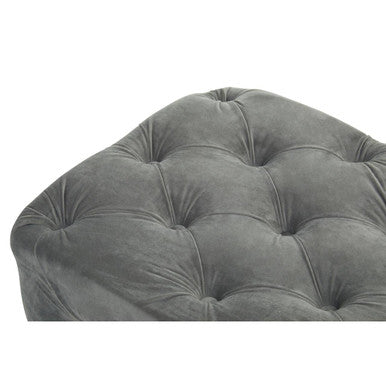 Grey Velvet Button Tufted Bench | Alea
