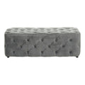 Grey Velvet Button Tufted Bench | Alea