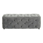 Grey Velvet Button Tufted Bench | Alea