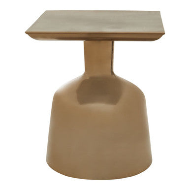 Antique Gold Finish Metal Side Table with Round Glass Top and Round Base | Pazo