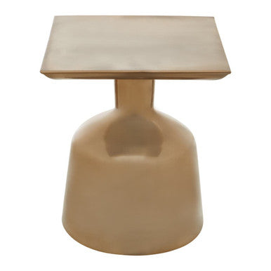 Antique Gold Finish Metal Side Table with Round Glass Top and Round Base | Pazo