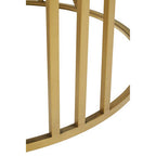 Brushed Gold Finish Steel Side Table with Roman Numeral Frame and Black Tempered Glass Top | Alana