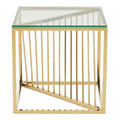 Clear Tempered Glass Top End Table with Gold Finish Frame and Inner Twisted Staircase Design | Amella
