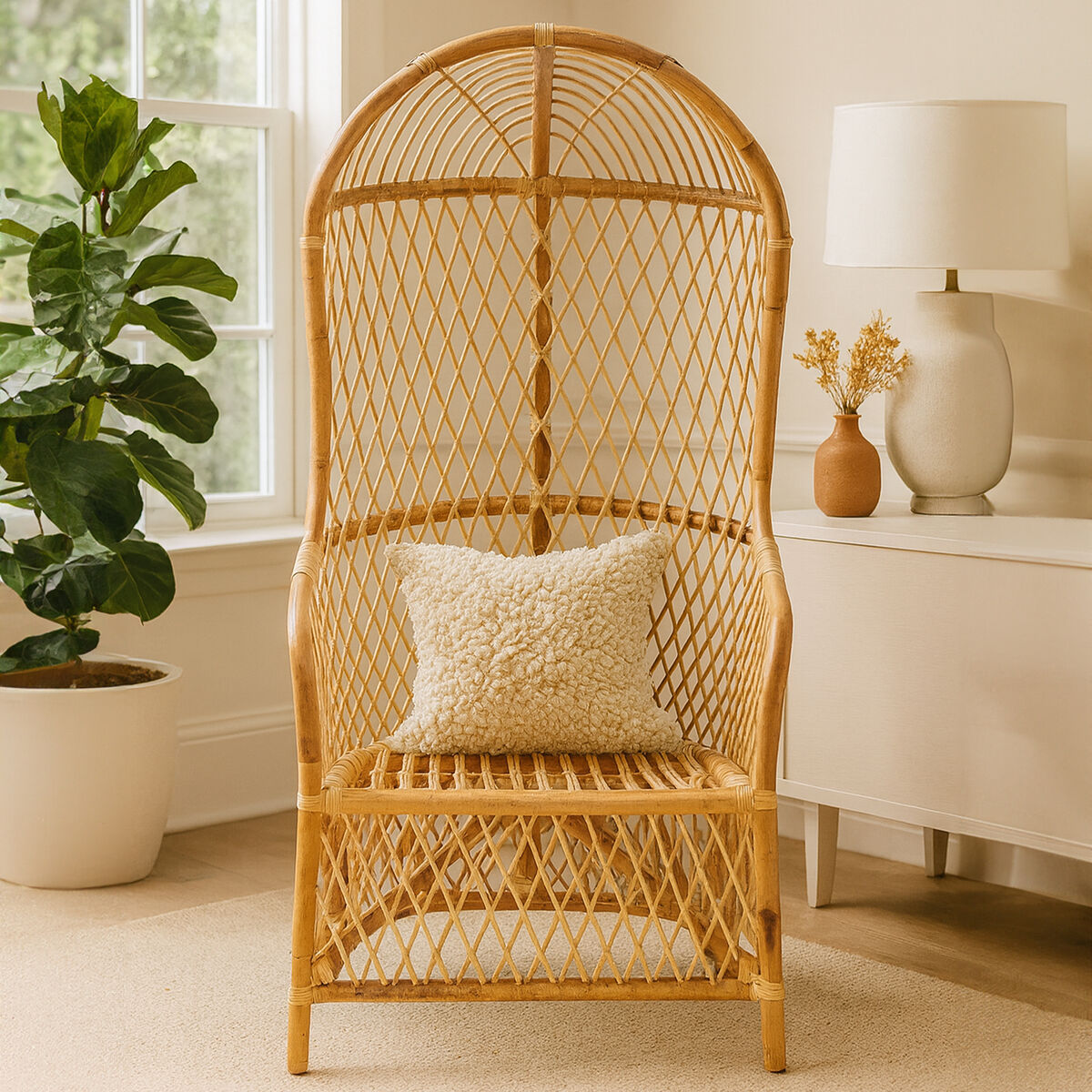 High Back Natural Rattan Chair | Manado