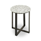 Marble Top Side Table with Black Iron Stand | Marmara