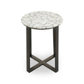 Marble Top Side Table with Black Iron Stand | Marmara