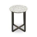 Marble Top Side Table with Black Iron Stand | Marmara