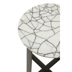 Marble Top Side Table with Black Iron Stand | Marmara
