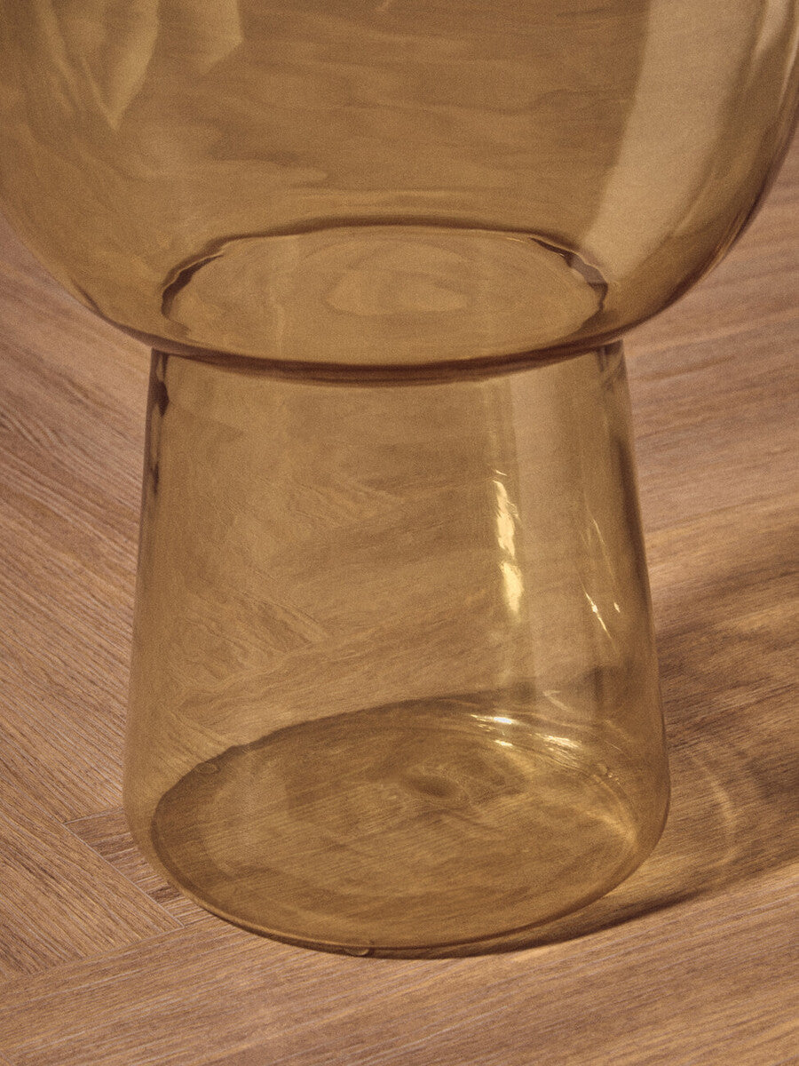 Retro Amber Glass Side Table with Gold-Tone Metal Frame, Martini