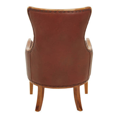 Brown Cow Leather and Teak Wood Frame Chair | Kendari