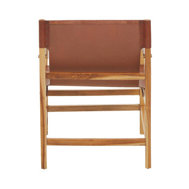 Light Brown Leather and Teak Wood Chair | Kendari