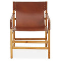 Light Brown Leather and Teak Wood Chair | Kendari