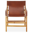 Light Brown Leather and Teak Wood Chair | Kendari
