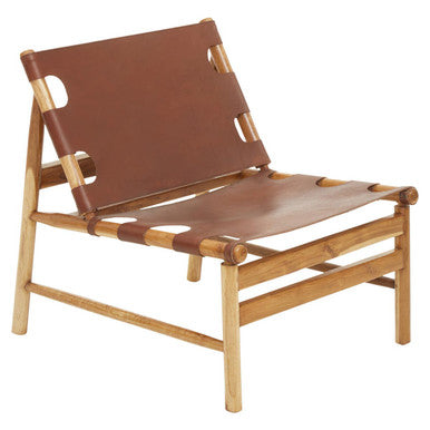 Antique Brown Leather Sling Chair | Kendari