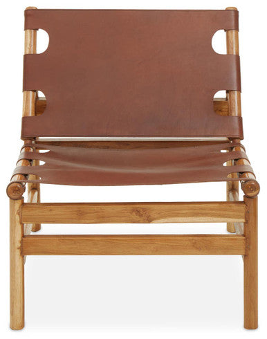 Antique Brown Leather Sling Chair | Kendari