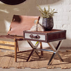 Antique Brown Leather Sling Chair | Kendari