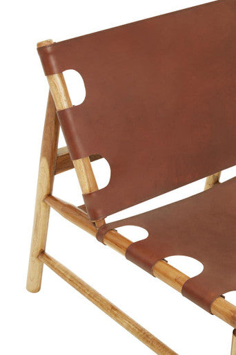 Antique Brown Leather Sling Chair | Kendari