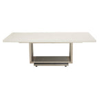 White Faux Marble Top Coffee Table with Silver Geometric Stainless Steel Frame | Moda