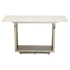 White Marble Top Console Table with Geometric Silver Stainless Steel Base | Moda