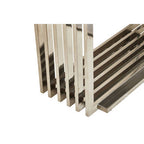 White Marble Top Console Table with Geometric Silver Stainless Steel Base | Moda