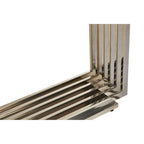 White Marble Top Console Table with Geometric Silver Stainless Steel Base | Moda
