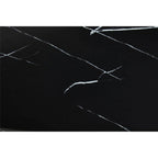 Black Faux Marble Rectangular Top Dining Table with Brushed Gold Geometric Frame | Moda