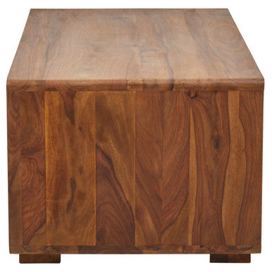 Solid Sheesham Wood Coffee Table with Open Centre and Lower Storage Shelf, Surati