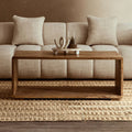 Solid Sheesham Wood Coffee Table with Open Centre and Lower Storage Shelf, Surati