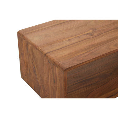 Solid Sheesham Wood Coffee Table with Open Centre and Lower Storage Shelf, Surati