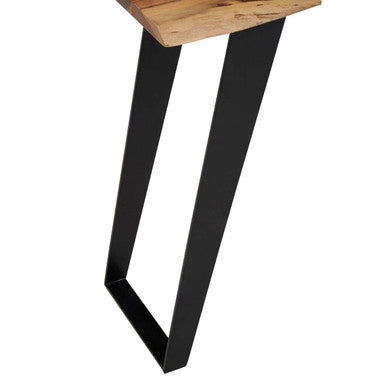 Natural Live Edge Acacia Wood Top Console Table with Black Iron Legs | Surax