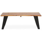 Live Edge Acacia Wood Top Coffee Table with Black Iron Legs | Surax