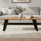 Live Edge Acacia Wood Top Coffee Table with Black Iron Legs | Surax
