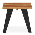 Brown Acacia Wood Top Side Table with Black Metal Legs | Surax