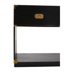 Black Mango Wood 2-Drawer Console Table with Gold-Tone Handles, Sarter